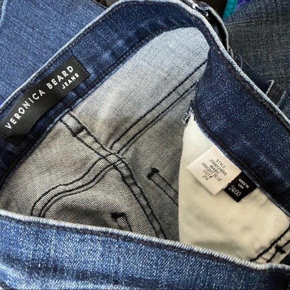 VERONICA BEARD blue tuxedo stripe Kate 10” skinny jeans 24 - Picture 9 of 11